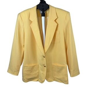 Pendleton Womens Yellow Virgin Wool Blazer Jacket Made in USA Size 16